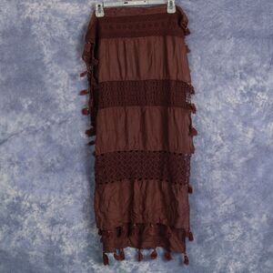 ANTHROPOLOGIE Maroon Cotton Blend Scarf